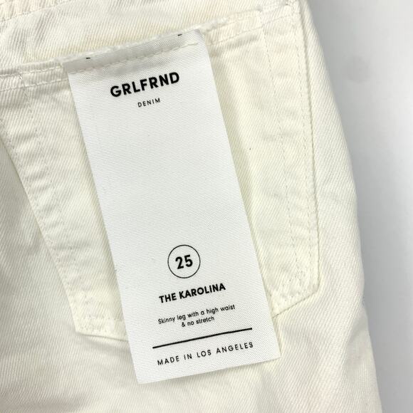 GRLFRND Karolina Jeans Women's Size 25 High Rise Straight Crop White Side Stripe - Picture 3 of 9